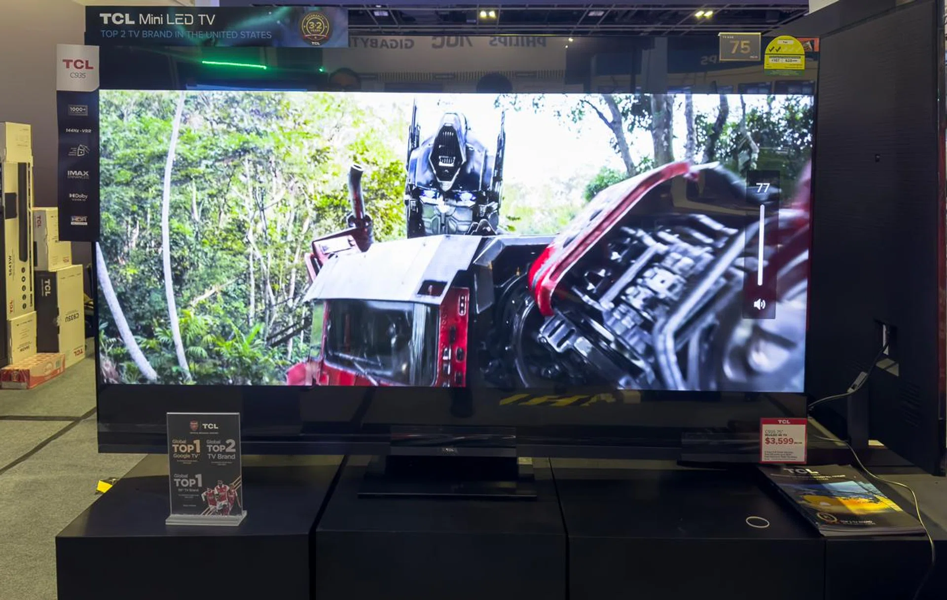TCL C935 75-inch displayed here.