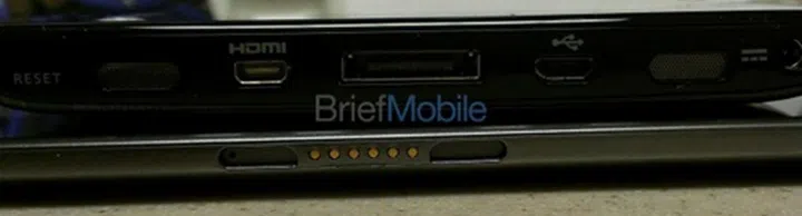 The Nexus 10 (below) is shown here in comparison to the Android Acer A100 (top) tablet. Source: BriefMobile
