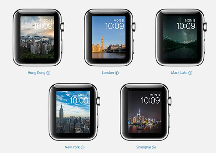 Time Lapse lets you customize your watch face with time lapse videos shot over 24 hours from iconic locations around the world. (Image Source: Apple)