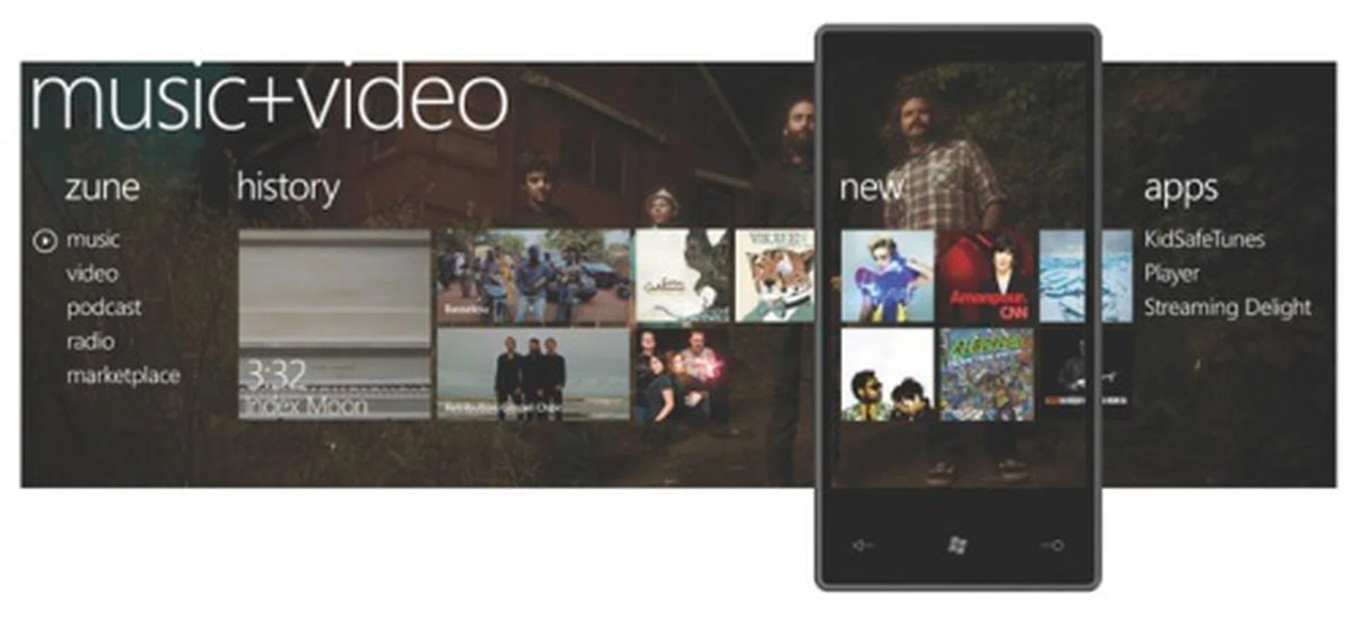 Music+Video hub - a chip off the Zune HD interface and concept.