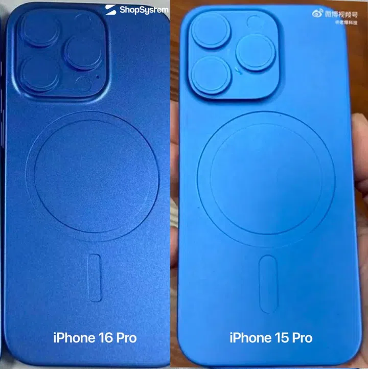 Comparison of the MagSafe parts on the Apple iPhone 16 Pro (left) and Apple iPhone 15 Pro (right). (Image source: ShopSystem)