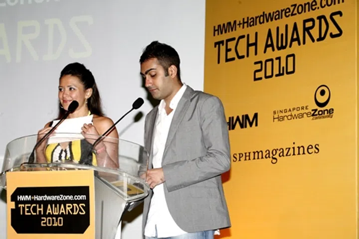 Sutlej Soin, and co-host Cheryl Miles getting all riled up for the announcement of winners of the Tech Awards 2010 for both the Editor's Choice and Reader's Choice award categories.
