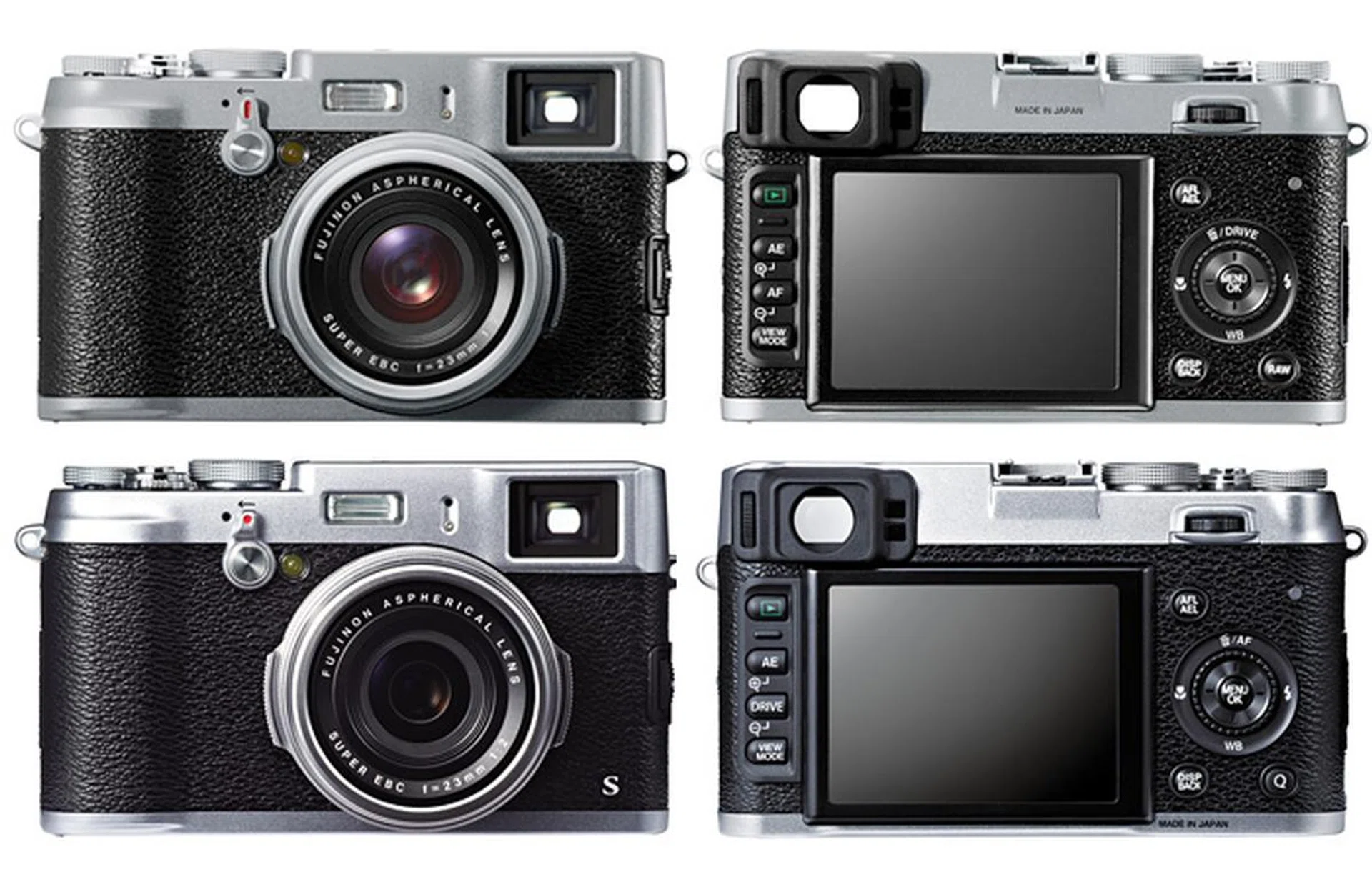 Fujifilm X100 (top) vs. X100S (bottom).