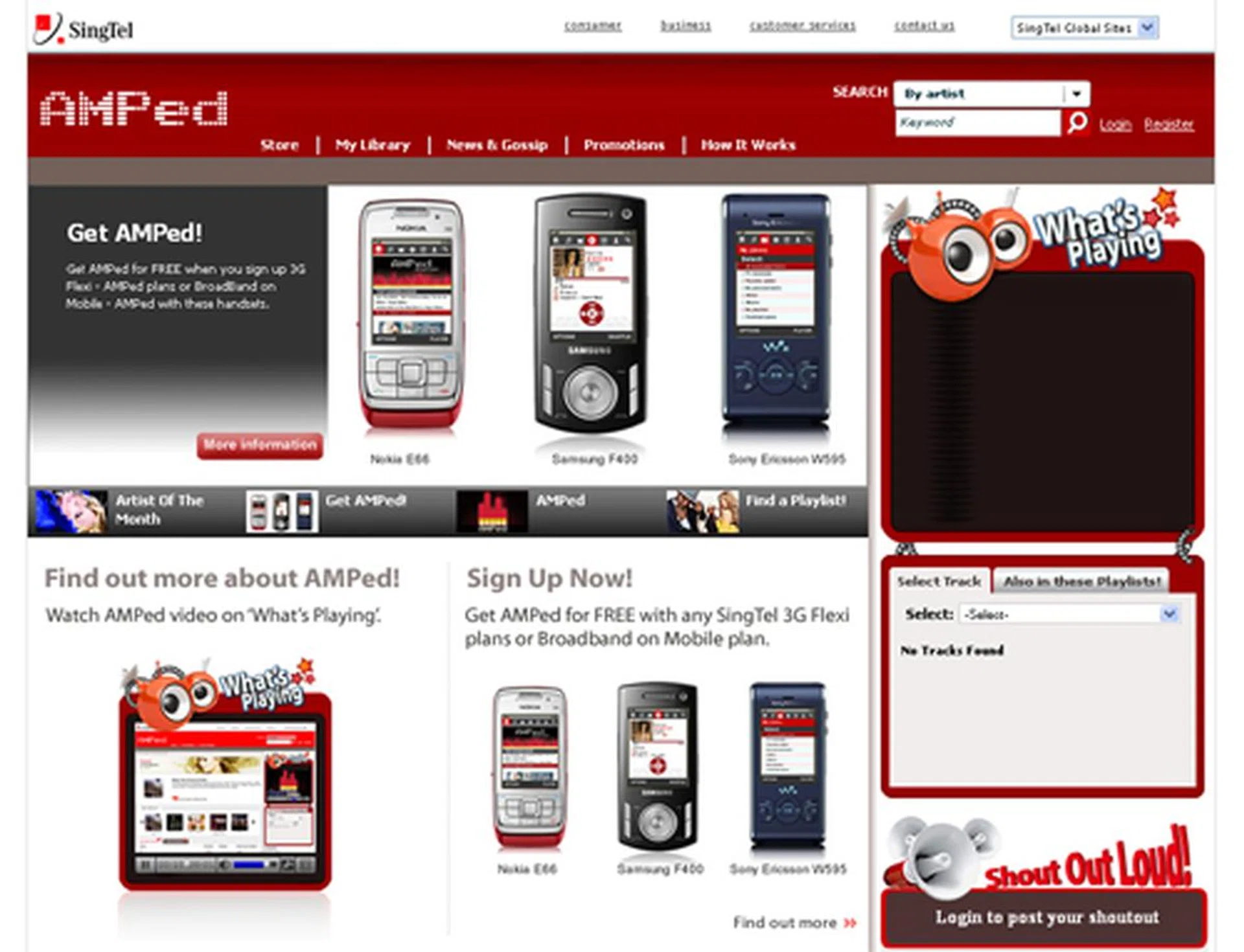 SingTel, in conjunction with Universal Music Group, launched a brand new unlimited music download service dubbed as SingTel AMPed which provides data-cost free music download to selected mobile devices with a concurrent SingTel 3G Flexi plan.