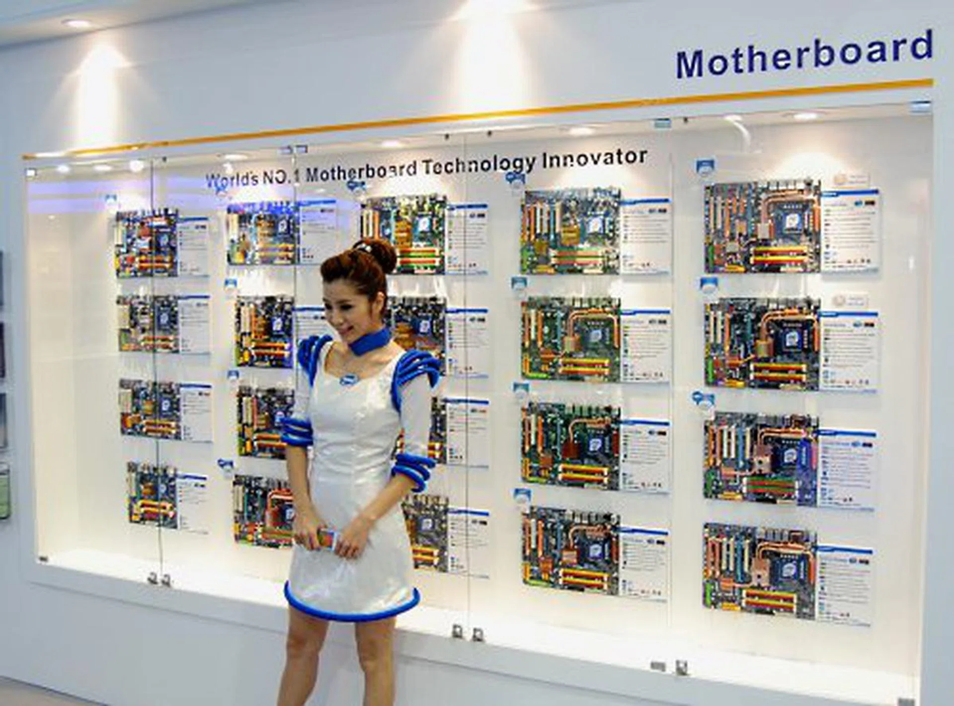  Gigabyte is justifiably proud of its motherboards and this wall of boards is a reminder of why.  