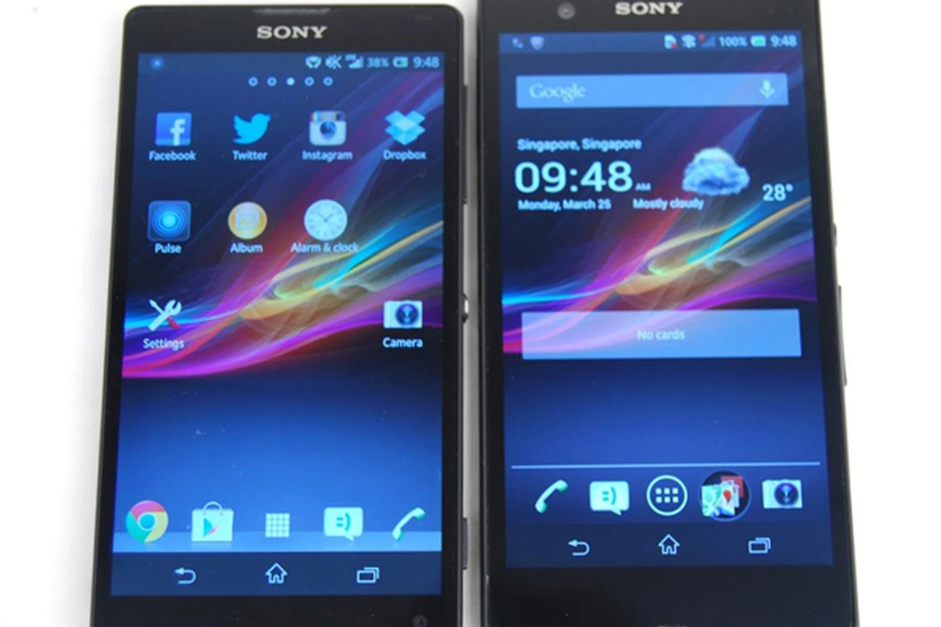 The Sony Xperia ZL feels easier to hold and navigate due to its shorter form factor. 