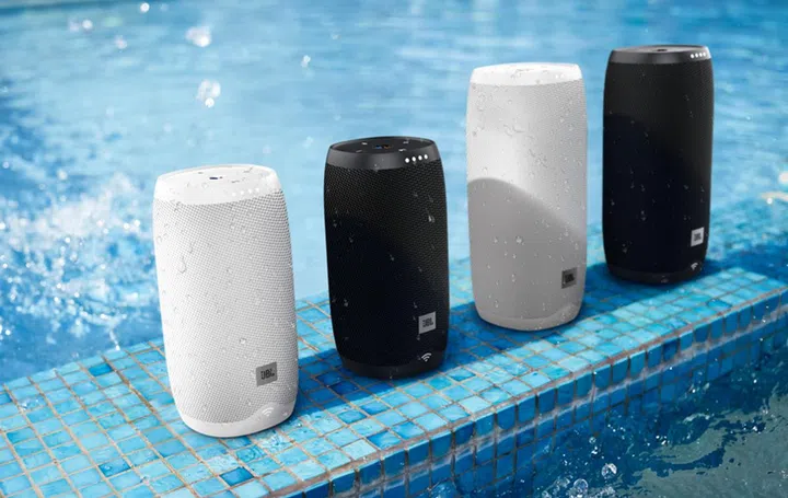 The smaller Link 10 (left two) and Link 20 (right two) speakers are IPX7 waterproof. 