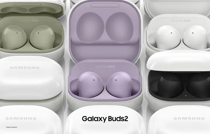 The new Samsung Galaxy Buds2. (Image source: Samsung)