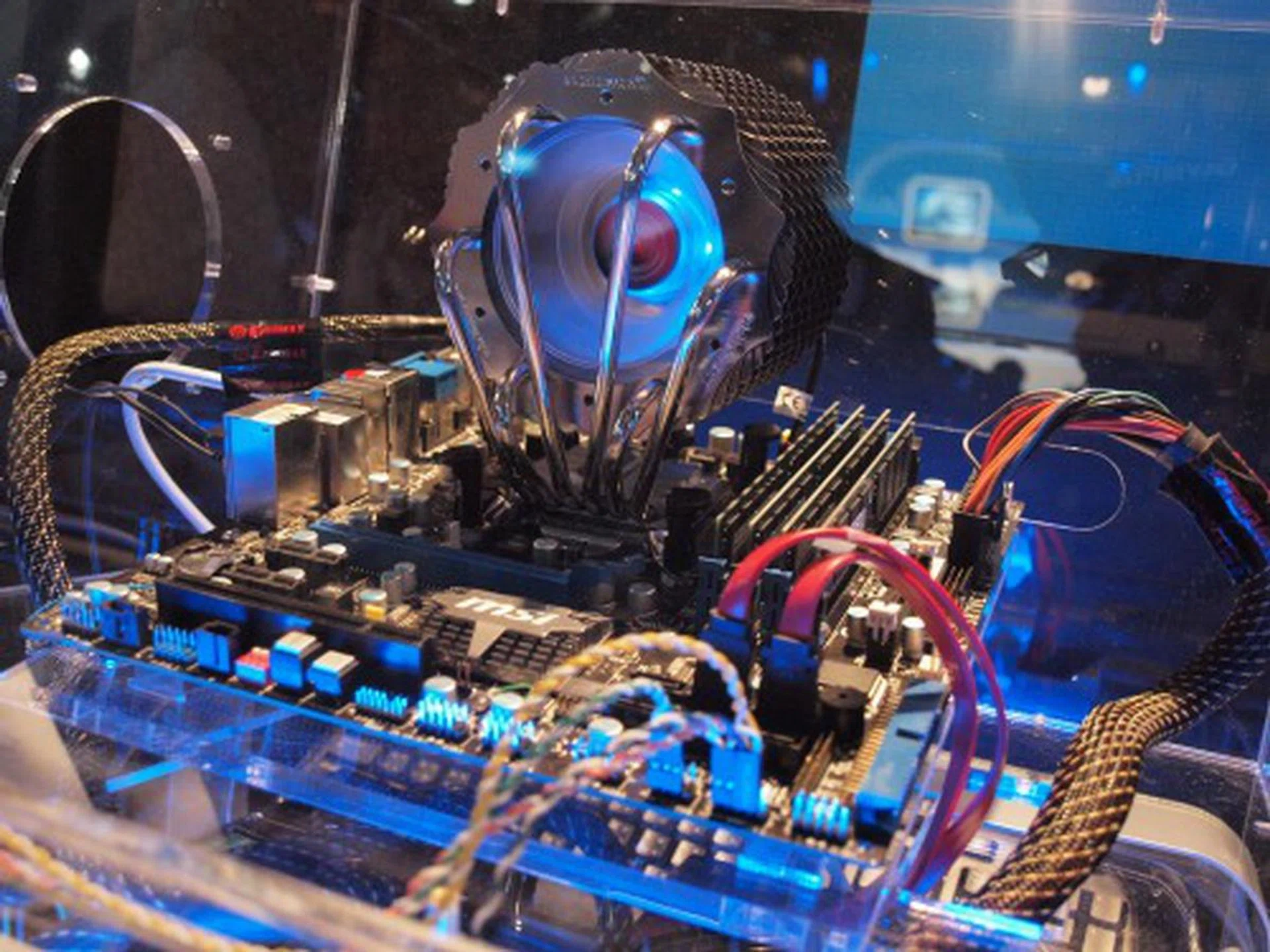  While not quite squeezable into an AIO machine yet, this is the first demonstration of a working Clarkdale processor on an MSI H57-ED65 motherboard with DDR3-1333 memory.  
