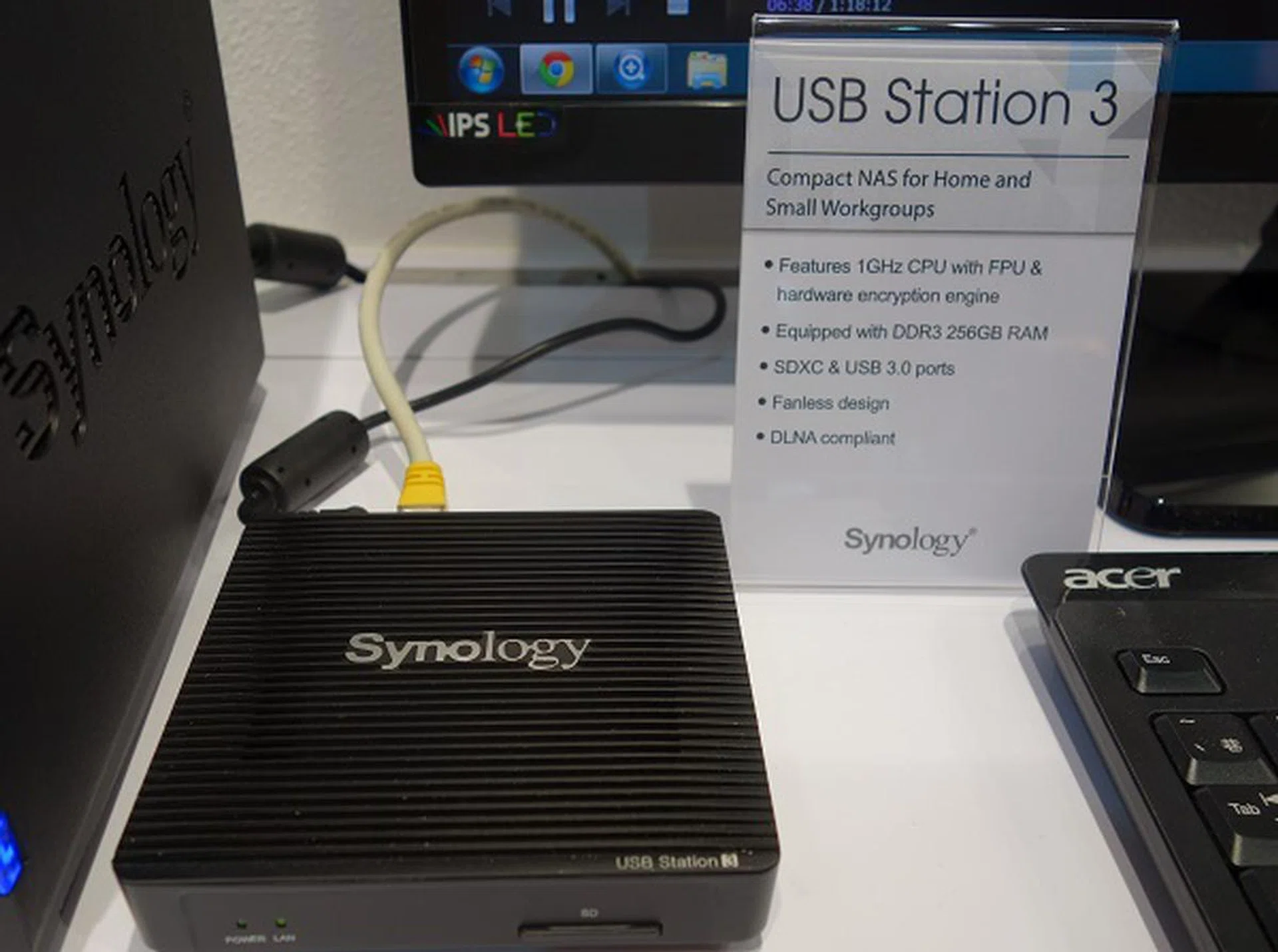 The USB Station 3 is still in prototype form. This box lets you share USB-powered hard drives on your network.