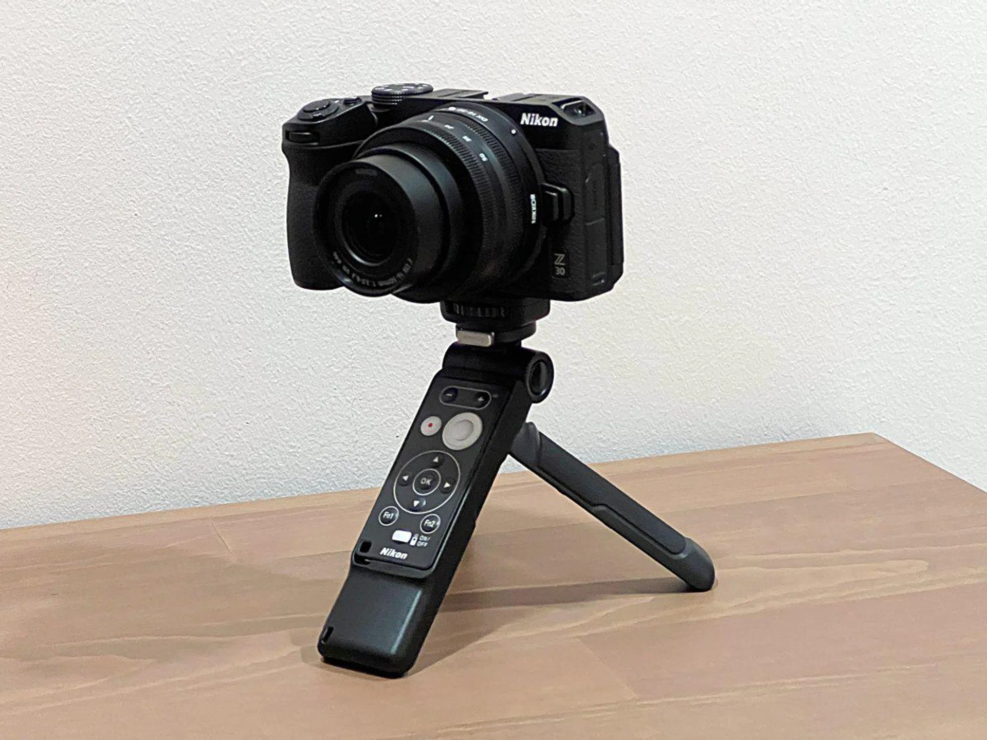 The Nikon Z 30 with the ML-L7 Remote attached to the Smallrig Tripod.
