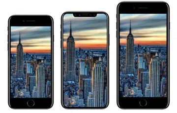 From left to right: Apple iPhone 7, Apple iPhone 8, Apple iPhone 7 Plus. (Image source: iDROPNEWS.)