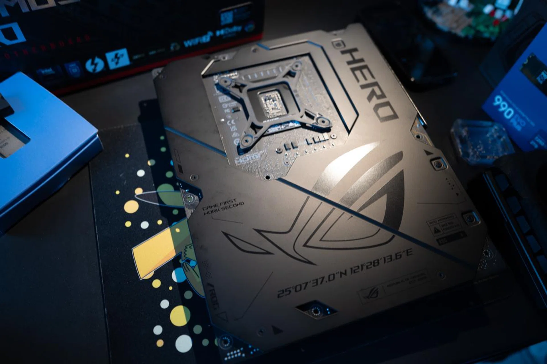 The rear of the board has a massive blackplate to provide extra structural support. PHOTO: HWZ