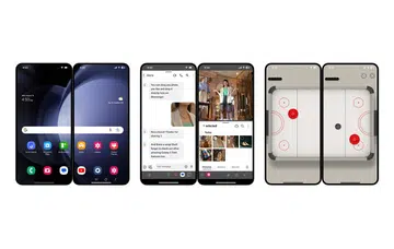 Running the Try Galaxy demo with iPhones. Source: Samsung Mobile Press.