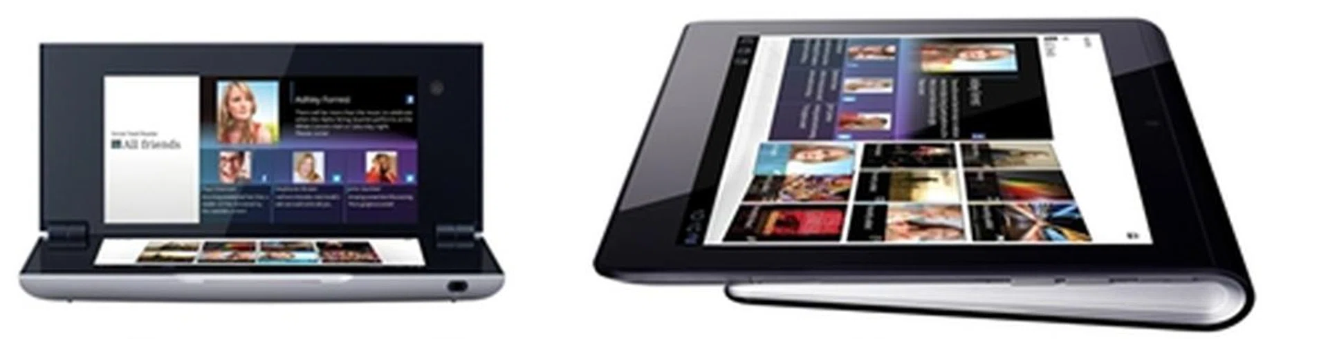 The Sony Tablet P (left) and Tablet S (right) have unconventional designs which make them stand out from the rest.
