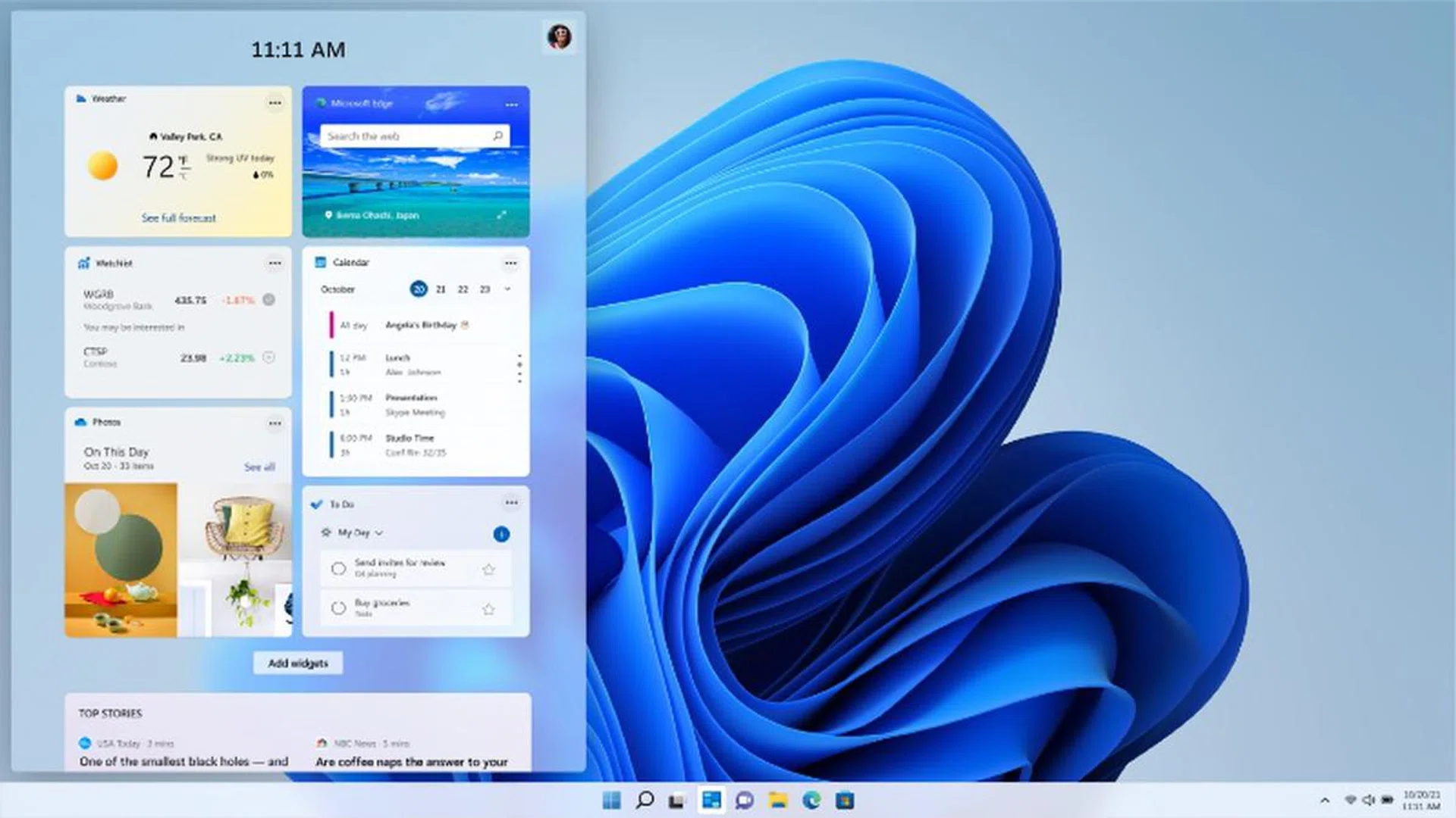 Widgets will use AI to give you the information that you need. Image courtesy of Microsoft. 