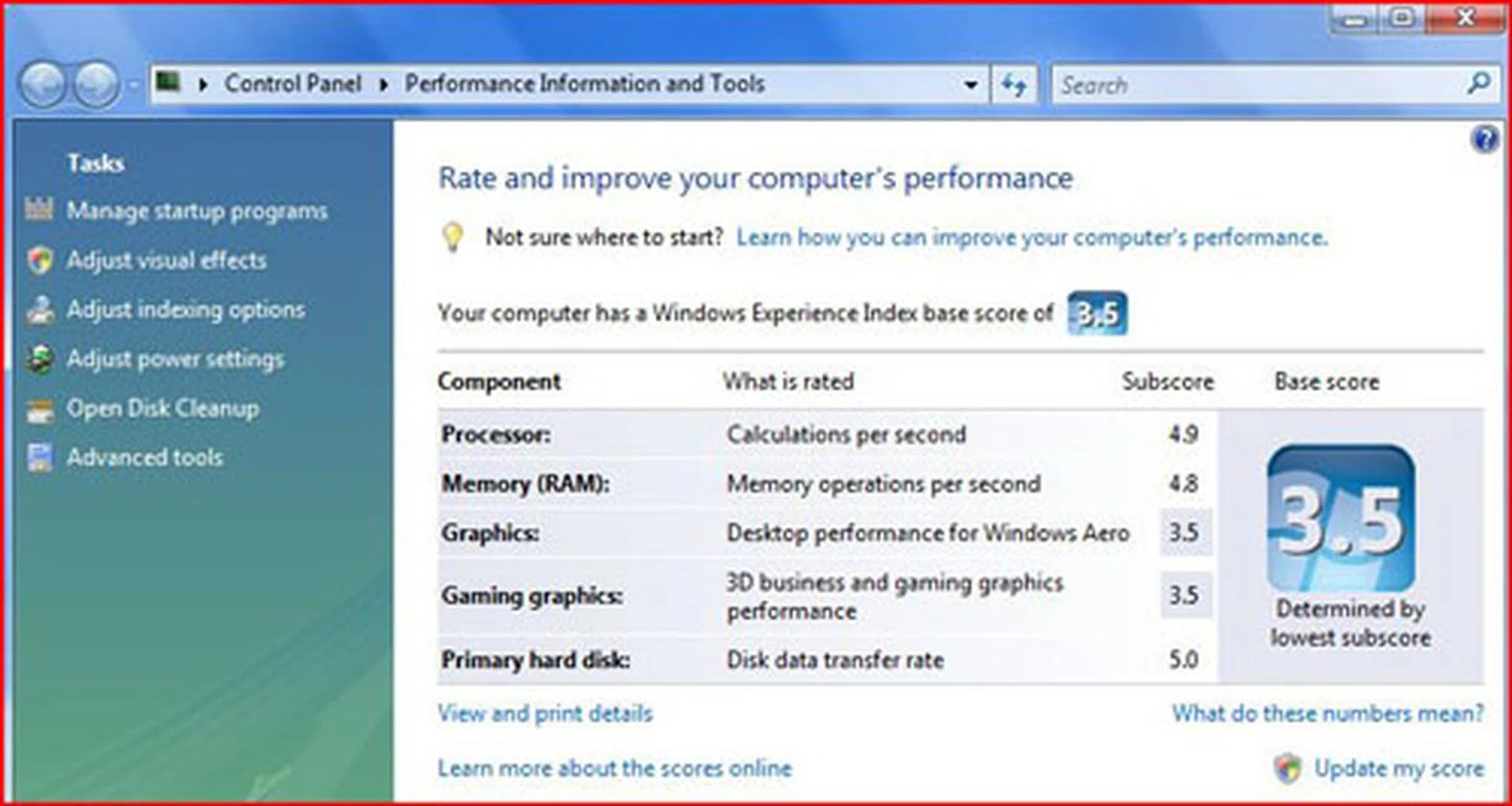 Pulled down by its onboard graphics, the MSI PR200 only scores a mediocre 3.5 on the Windows Experience Index. This was however marginally higher than the 3.4 score of the Santa Rosa prototype we received from Intel. The weakness on that machine was similarly the integrated X3100 graphics accelerator.