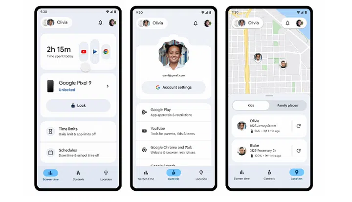 The new interface makes Family Link easier for parents to follow. Image: Google.