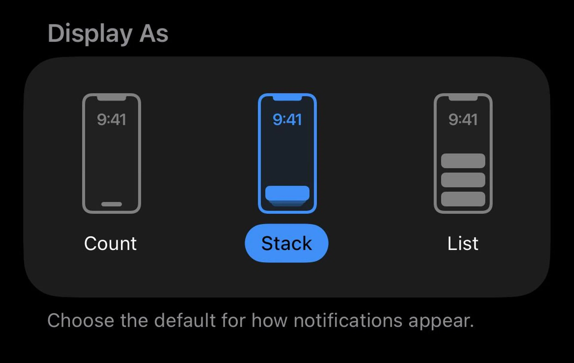 Notifications settings within the iPhone application. 