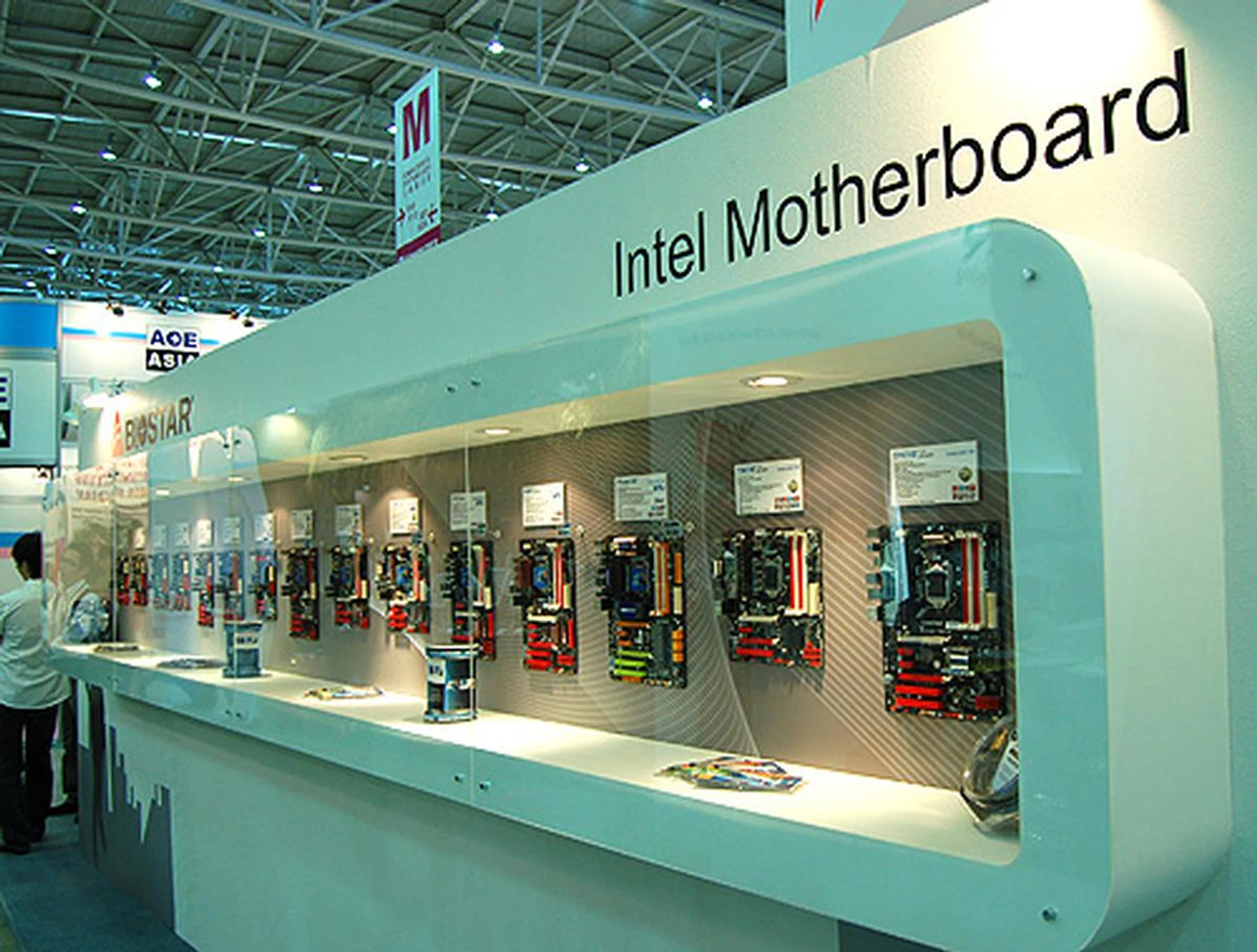 Biostar's extensive range of Intel motherboards were on show too, ranging from the old G31 to the newer X58 chipset.
