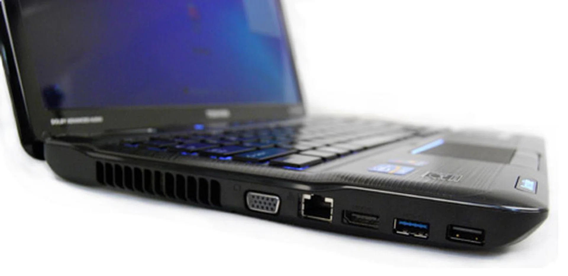 The left side of the machine houses one USB 3.0 port, one USB 2.0 port, one HDMI, one VGA and a RJ-45 networking port.