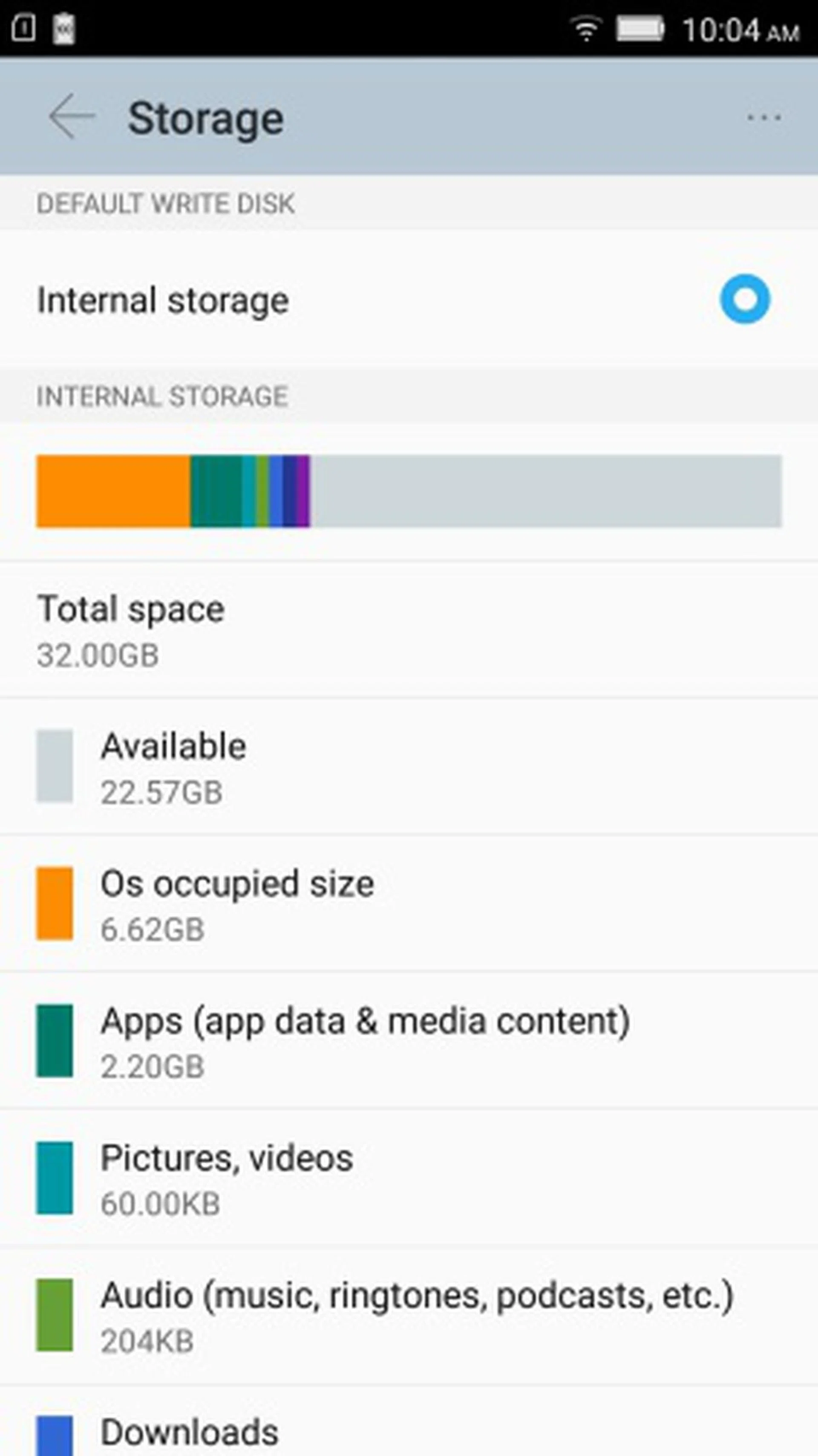 Vibe UI is considered lean compared to other Android vendors' customized UIs. It occupies 6.62GB of the internal storage.