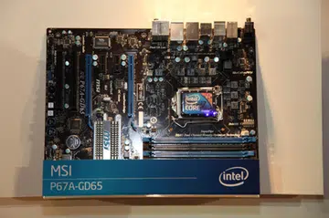 The MSI P67A-GD65 comes with two PCI Express graphics slot for dual card configurations.