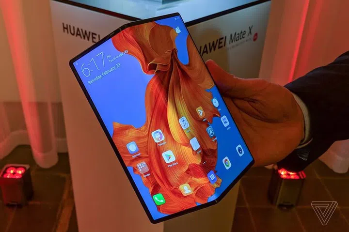The Huawei Mate X foldable phone. <br>Image source: The Verge