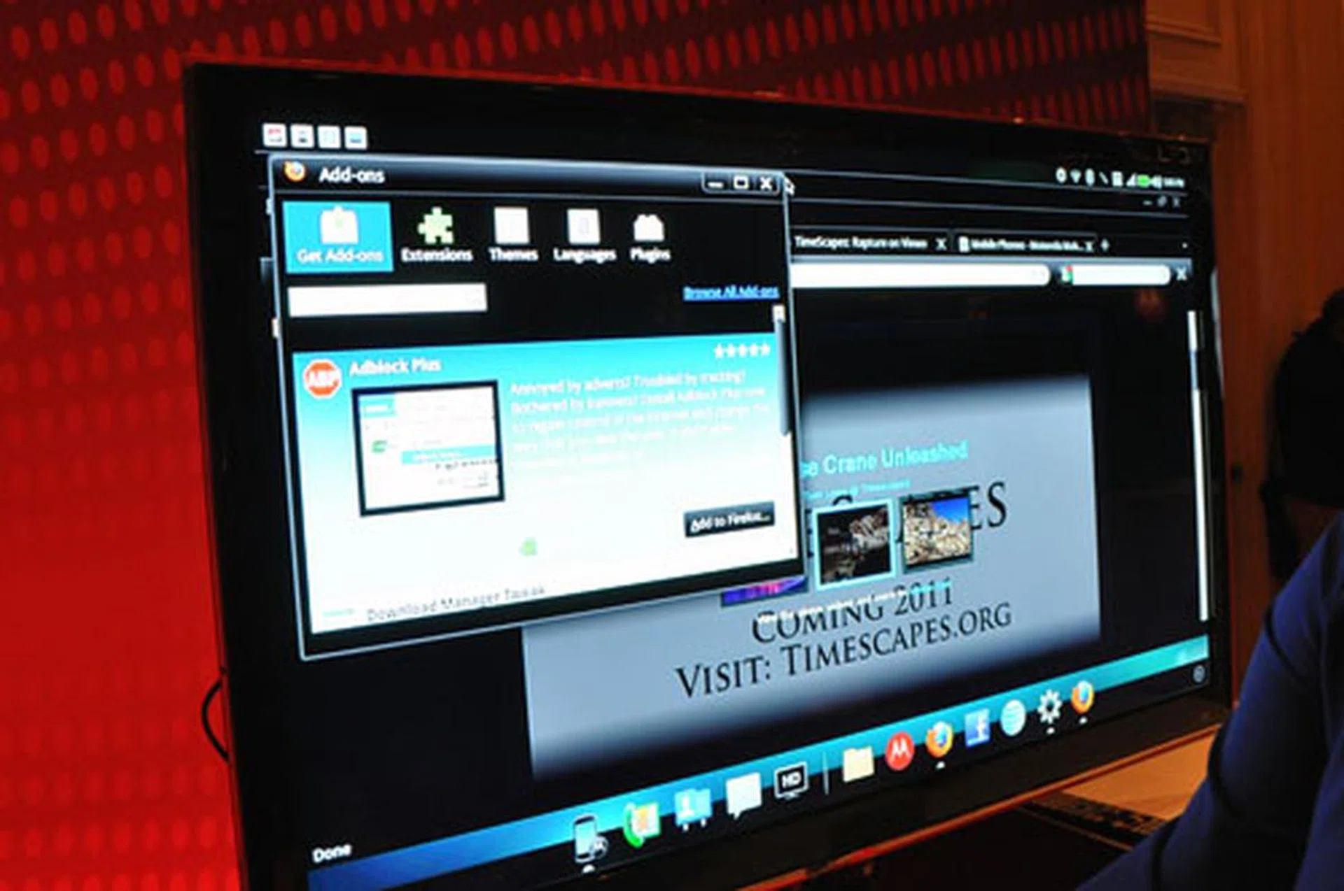 When docked and in Webtop mode, you can use the desktop version of Mozilla's Firefox browser. You can even install add-ons! 