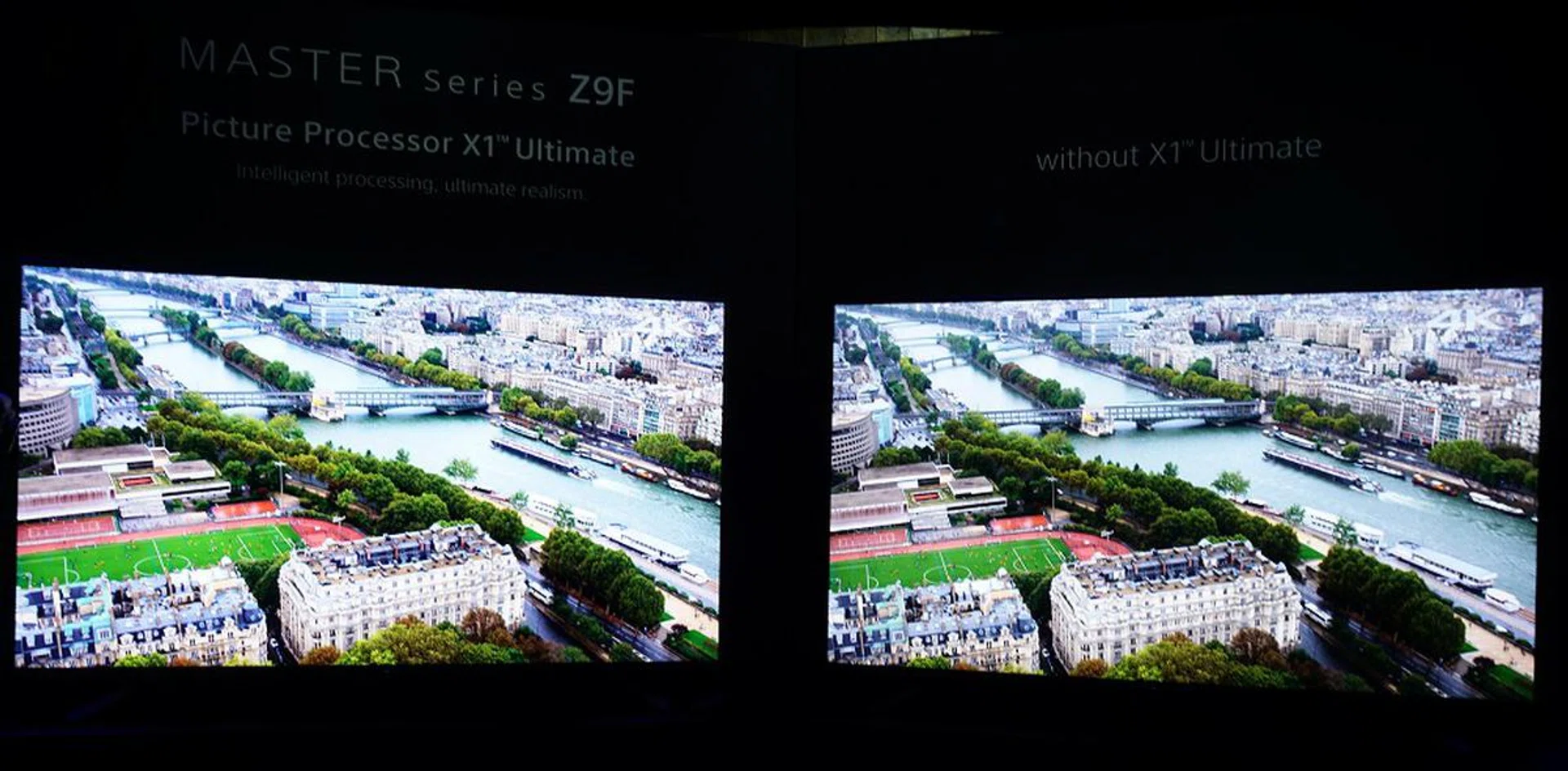 It may not be very evident in this example, but the TV on the left with the X1 Ultimate processor enabled revealed better image highlights, especially in the darker areas.