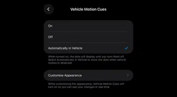 Apple Vehicle Motion Cues