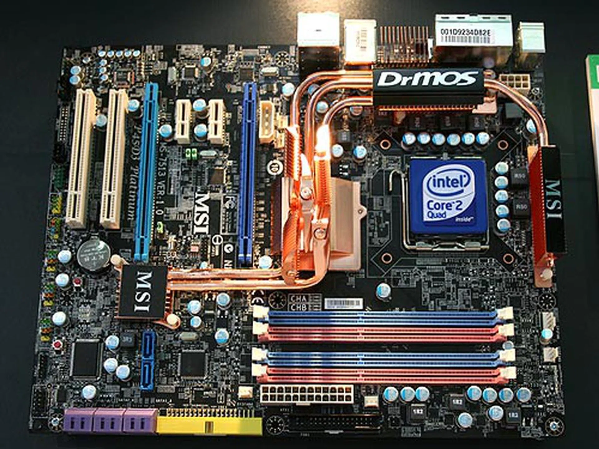  The new MSI P45D3 Platinum is based on the Intel P45 Express chipset and it features MSI's Dr. MOS generation 2 technology. It uses the Circu-Pipe 2 cooling solution and it comes with with four DDR3 DIMM slots, two PCI Express graphics slots for CrossFire setup and up to nine SATA ports (eight internal and one eSATA).  