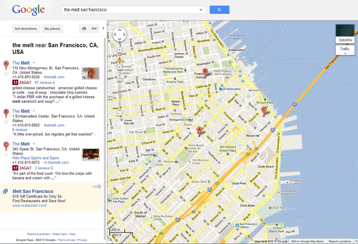 Current Google Maps UI with sidebar