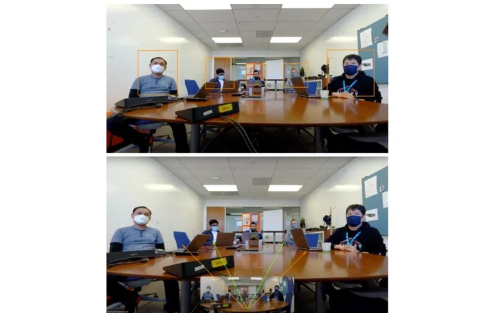 You can see Speaker View in action in the pic below. Image source: Logitech. 