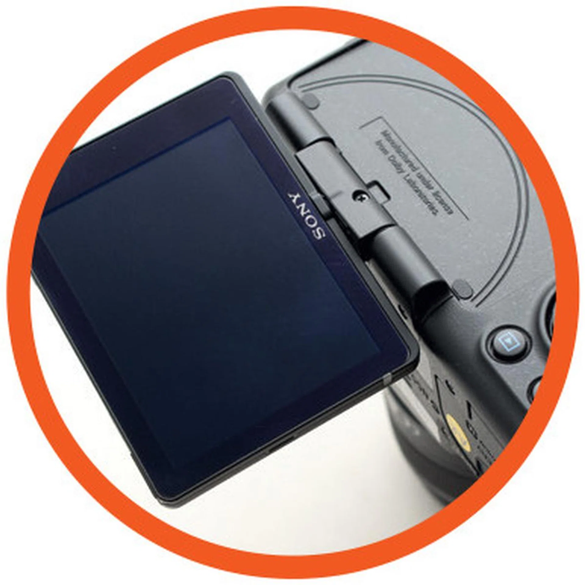 The bottom-swinging LCD provides more shooting angles, but not as much as one which hinges from the side.