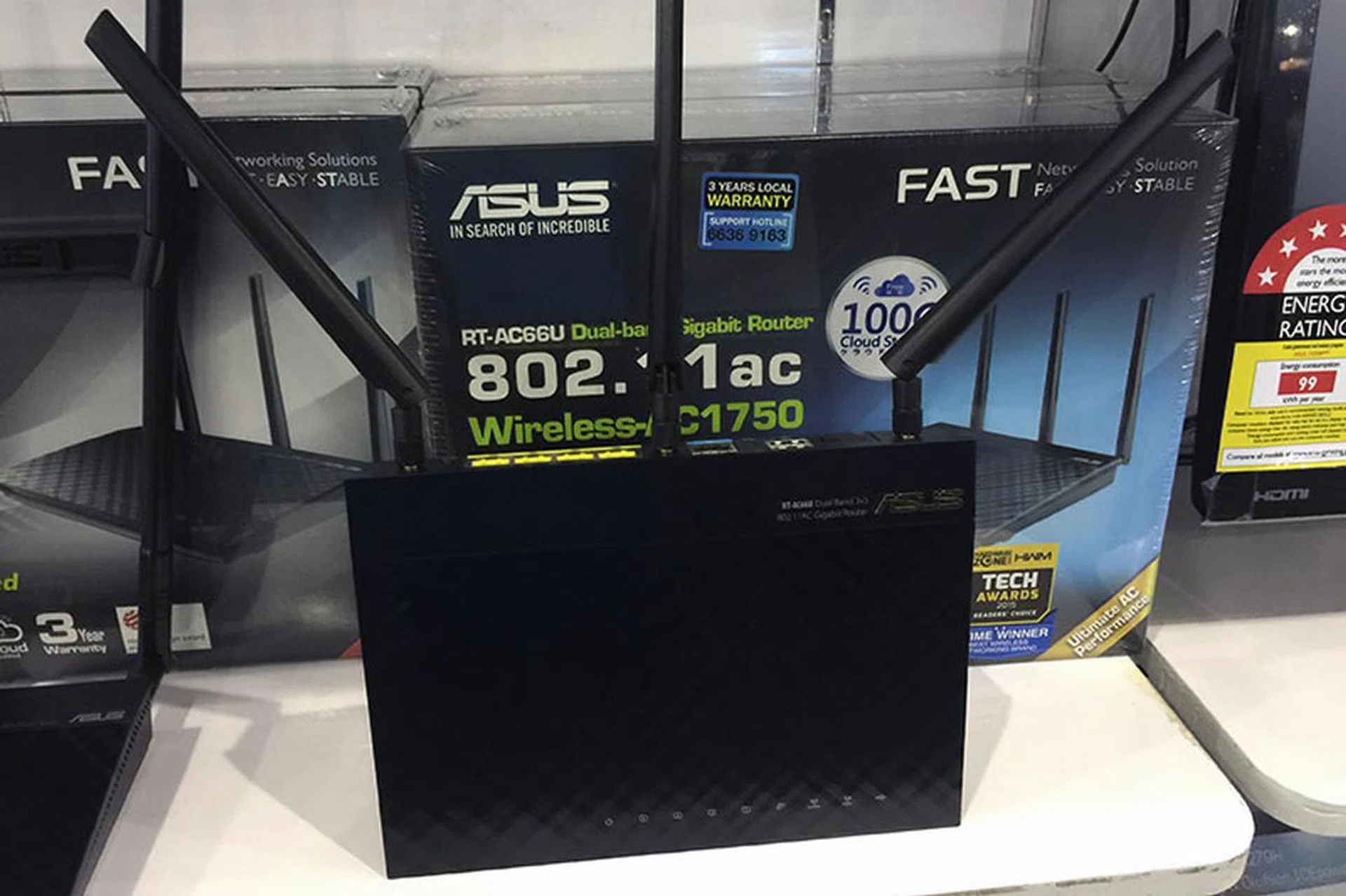 The popular RT-AC66U AC1750 gigabit router can also be found at PC Show, going for $239 (U.P: $259). This router supports up to 300K sessions to Internet clients, and up to 8 multi-user SSIDs. If you buy it at the show, you will get a free 32GB thumbdrive and McAfee Internet Security.