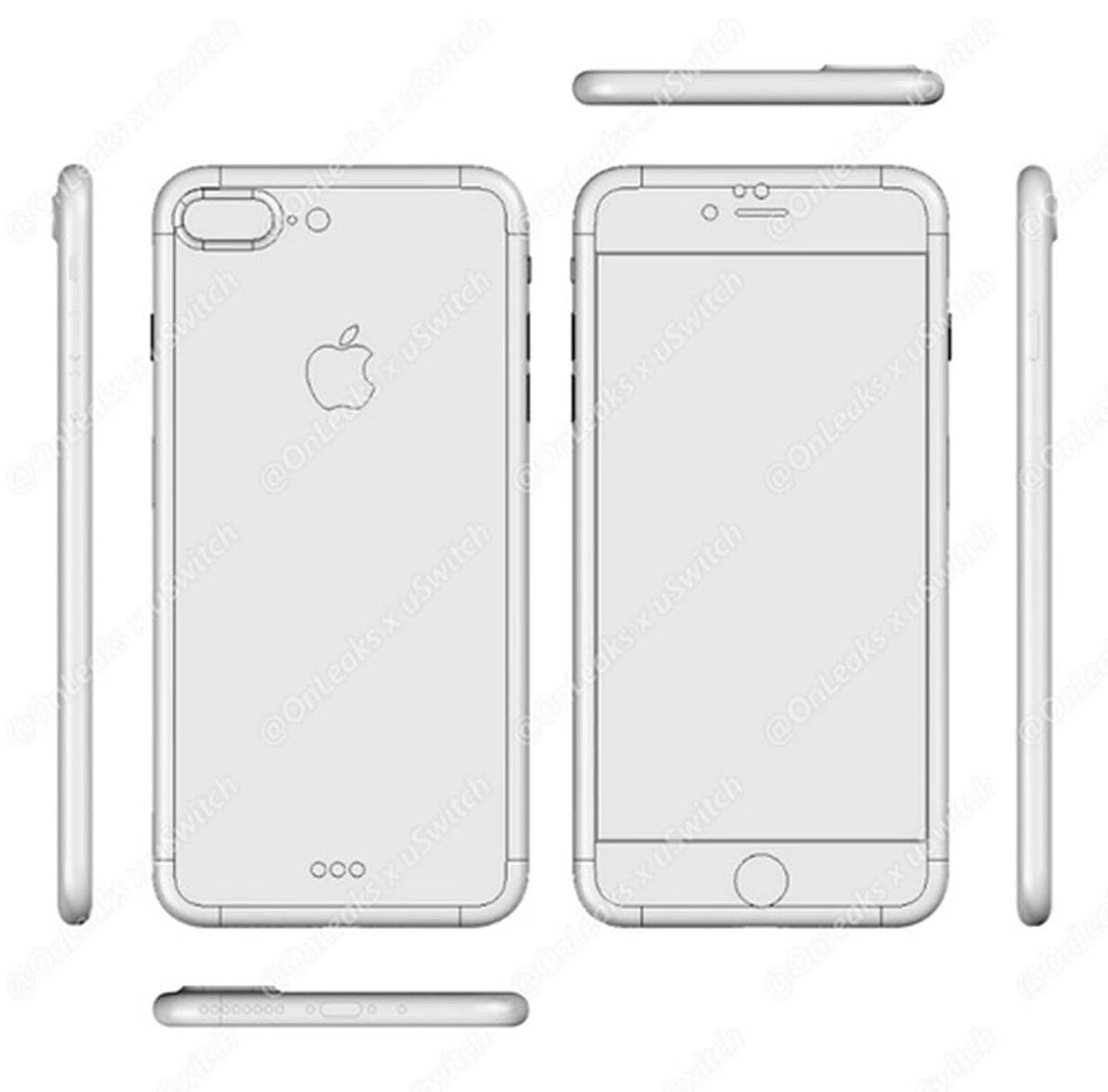 The blueprint for the Apple iPhone 7 Plus. <br>Image source: @OnLeaks