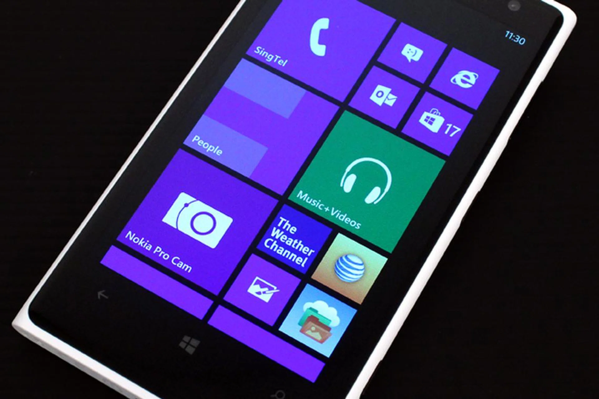 Our Lumia 1020 has AT&T's logo in the upper left corner as this phone is an exclusive to the network in the US.