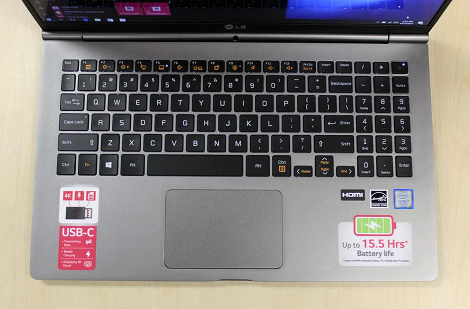 The gram 15 distinguishes itself from its smaller siblings with the addition of a number pad. Unfortunately, the size of the Enter and Backspace keys are a little small considering its proximity to the number pad.