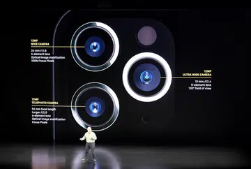 The triple-lens system on the Apple iPhone 11 Pro.