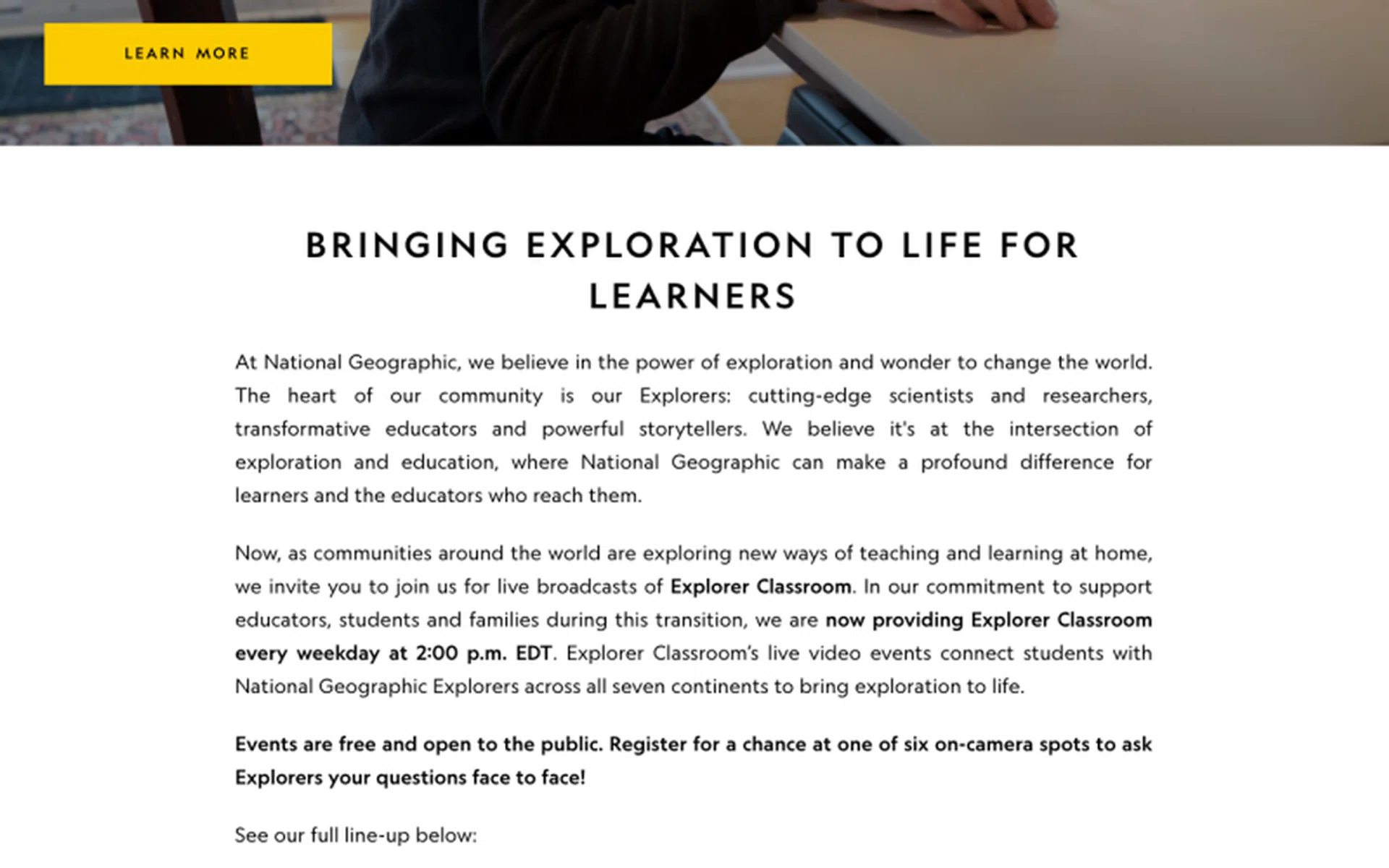 Learn from real-life explorers as they share their adventures