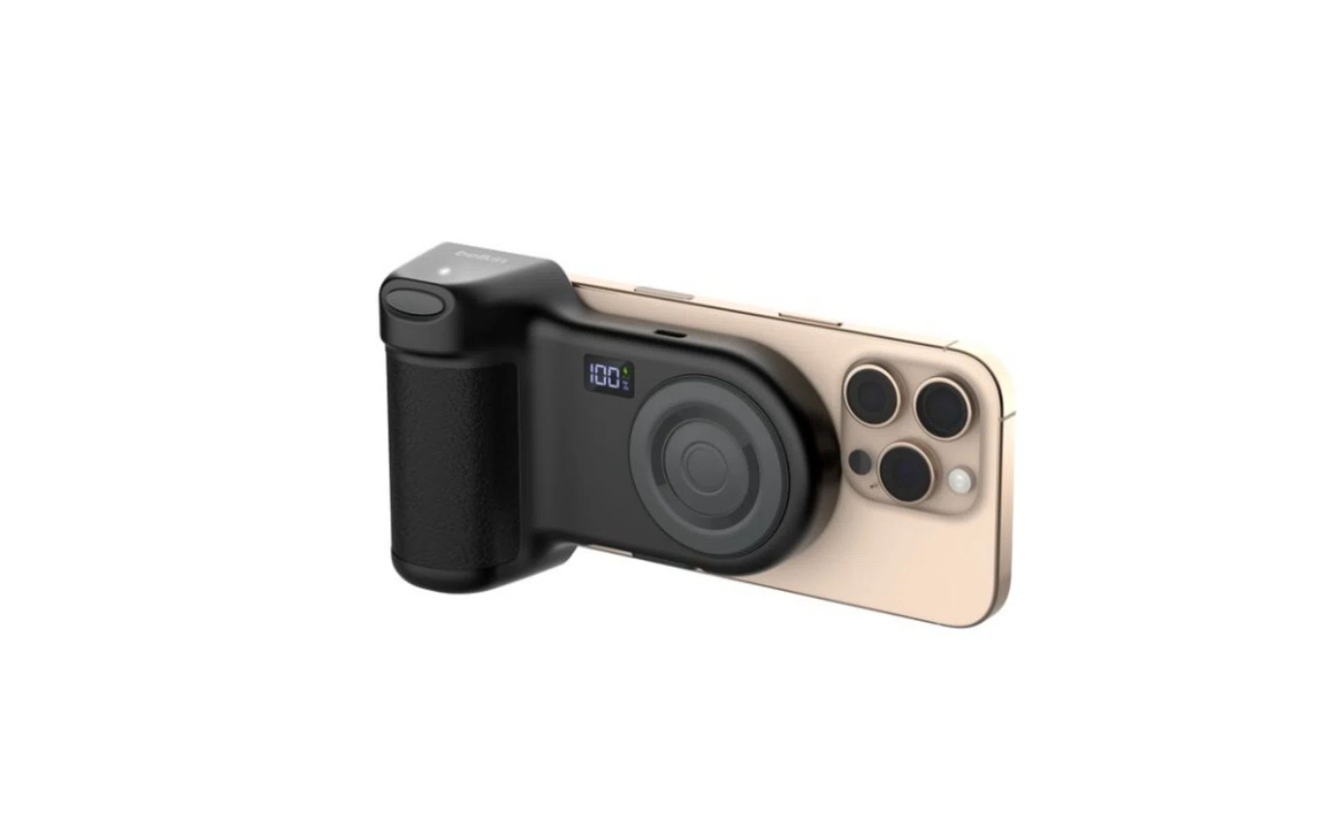 The Belkin Stage PowerGrip magnetically attaches to a compatible iPhone.