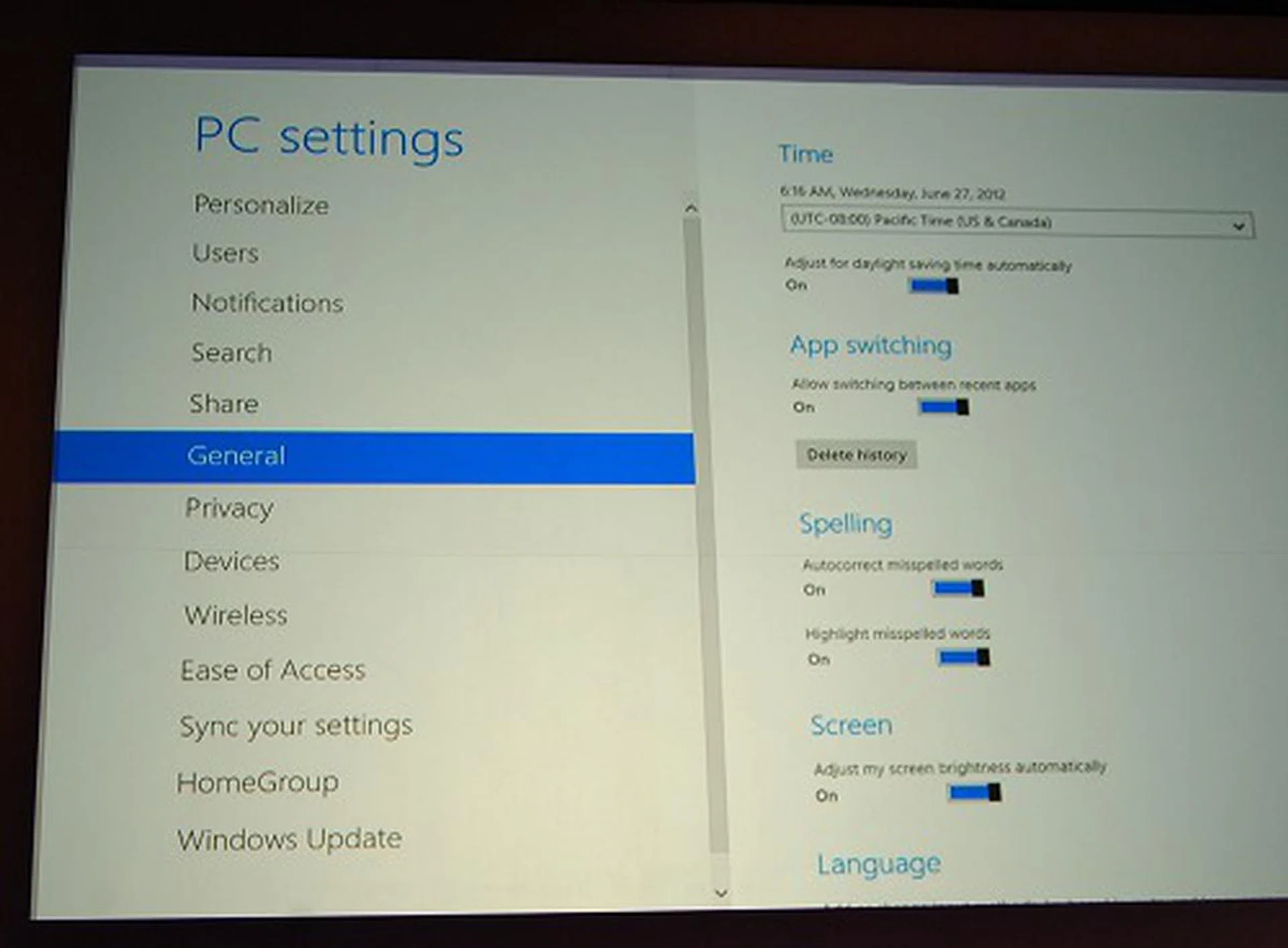 The new restoration functions can be found within the general PC settings of the control panel. Scrolling down the right panel will reveal the required options as found in the next screenshot.
