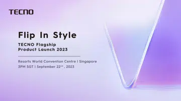 Tecno Phantom V Flip's product launch details, held in Singapore.