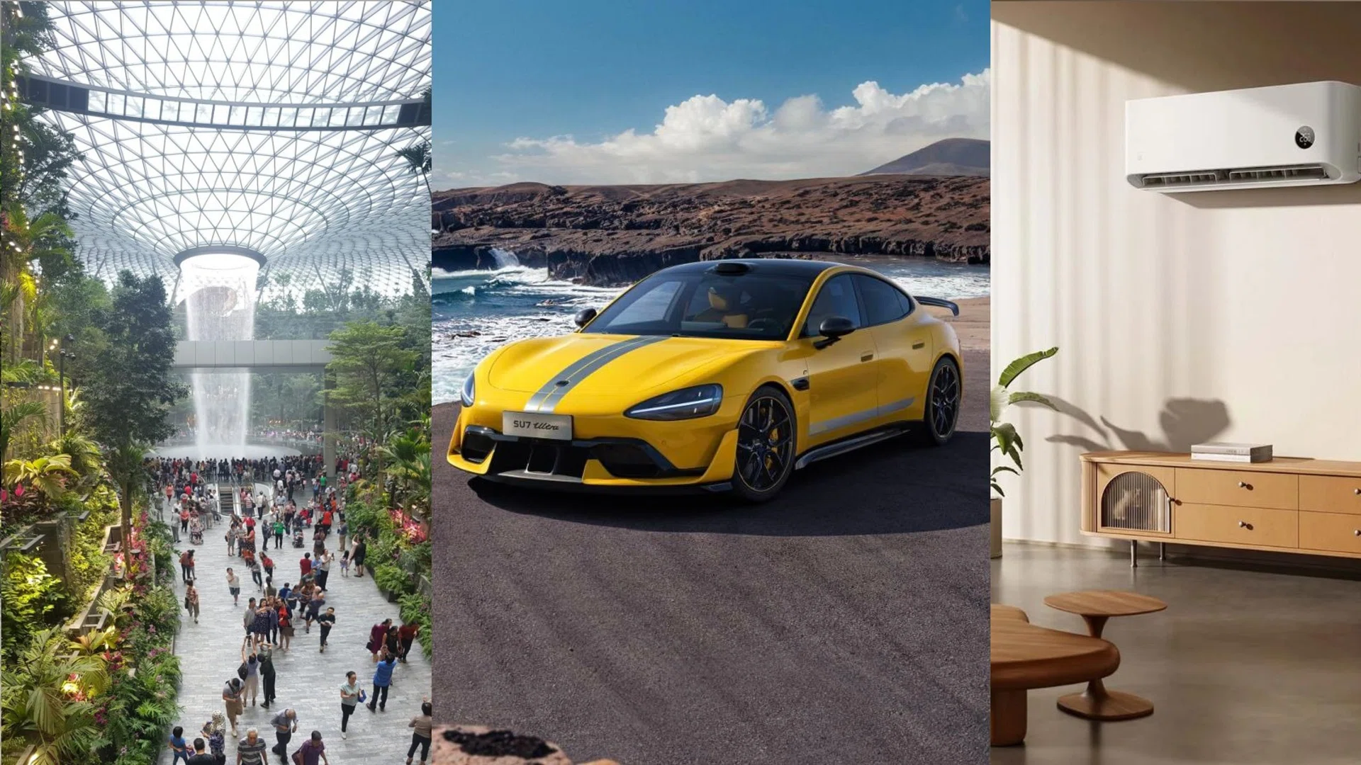 Photo montage of Jewel Changi and Xiaomi’s supercard and home appliances coming to the new store.