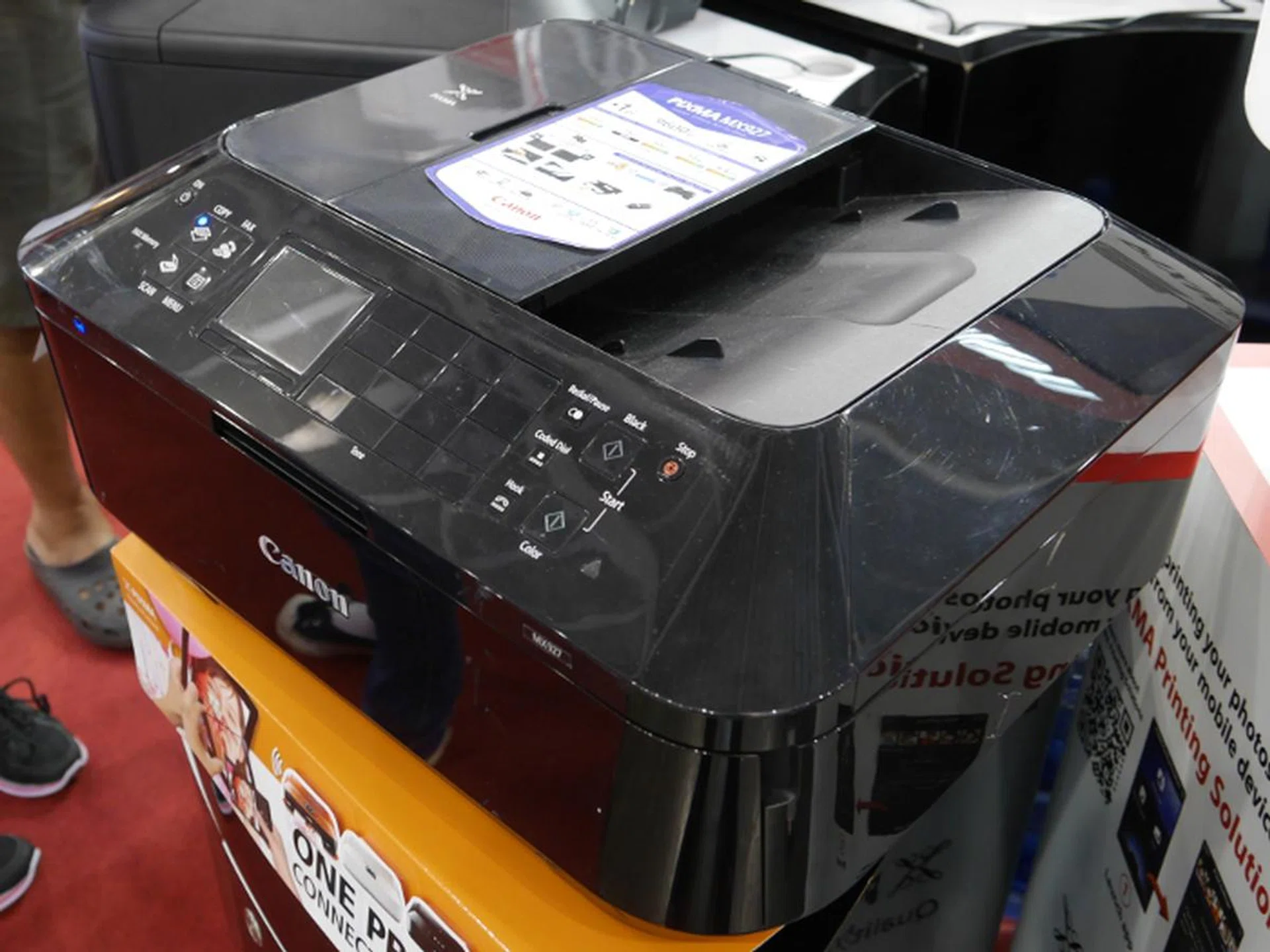 The Canon Pixma MX927 is a all-in-one printer with a 35-sheet ADF, and has auto duplex print and copy. With a 250-sheet paper tray, it has both Wi-Fi and Ethernet connectivity too. You can take it home with you for $319 (usual price $369), as well as a free Targus backpack (worth $100) and a trolley (worth $13).