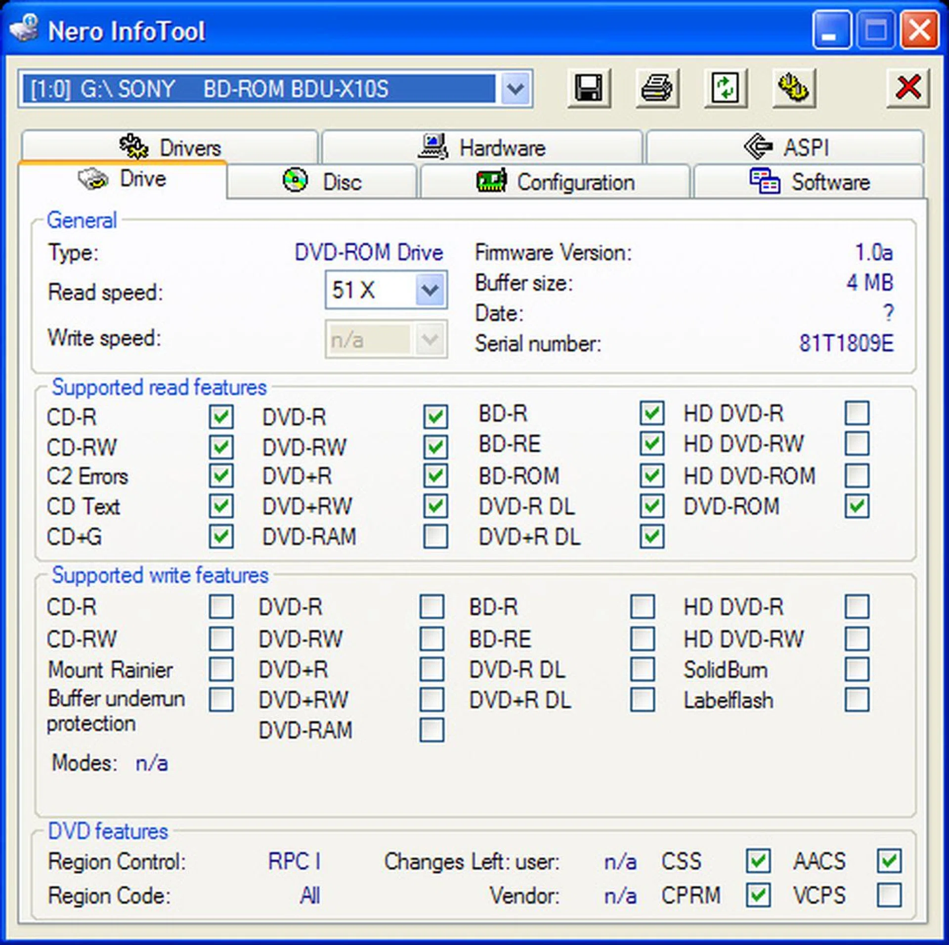 Although it's has never been a common format, DVD-RAM is missing from the list of supported formats on the Sony. 
