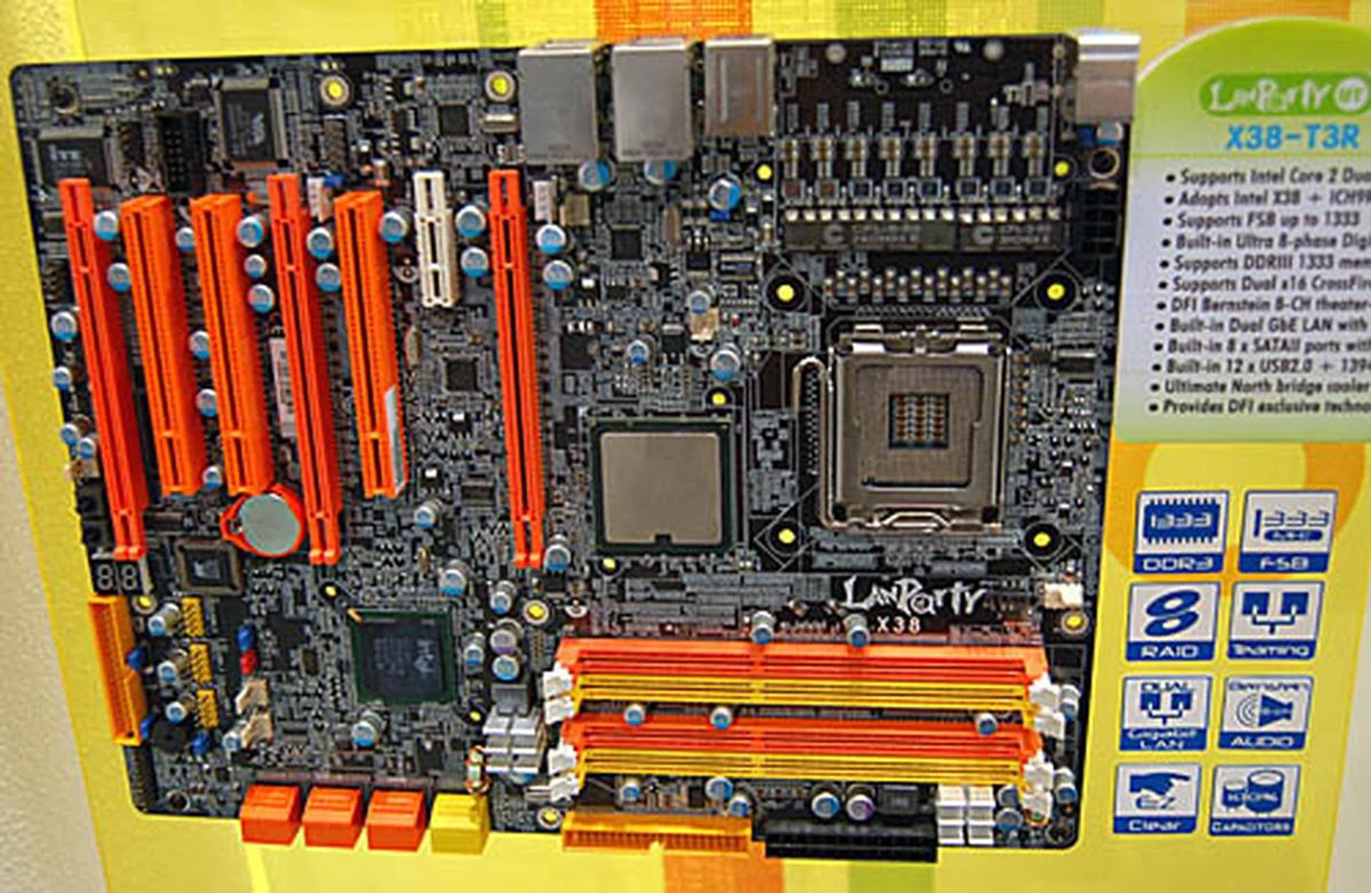  Similarly, Intel's high-end motherboard successor, the X38 chipset will also be available from DFI. Again, there are some DFI additions to the standard specifications, like the choice of audio codec and DFI's own overclocking and CMOS/BIOS tools.  