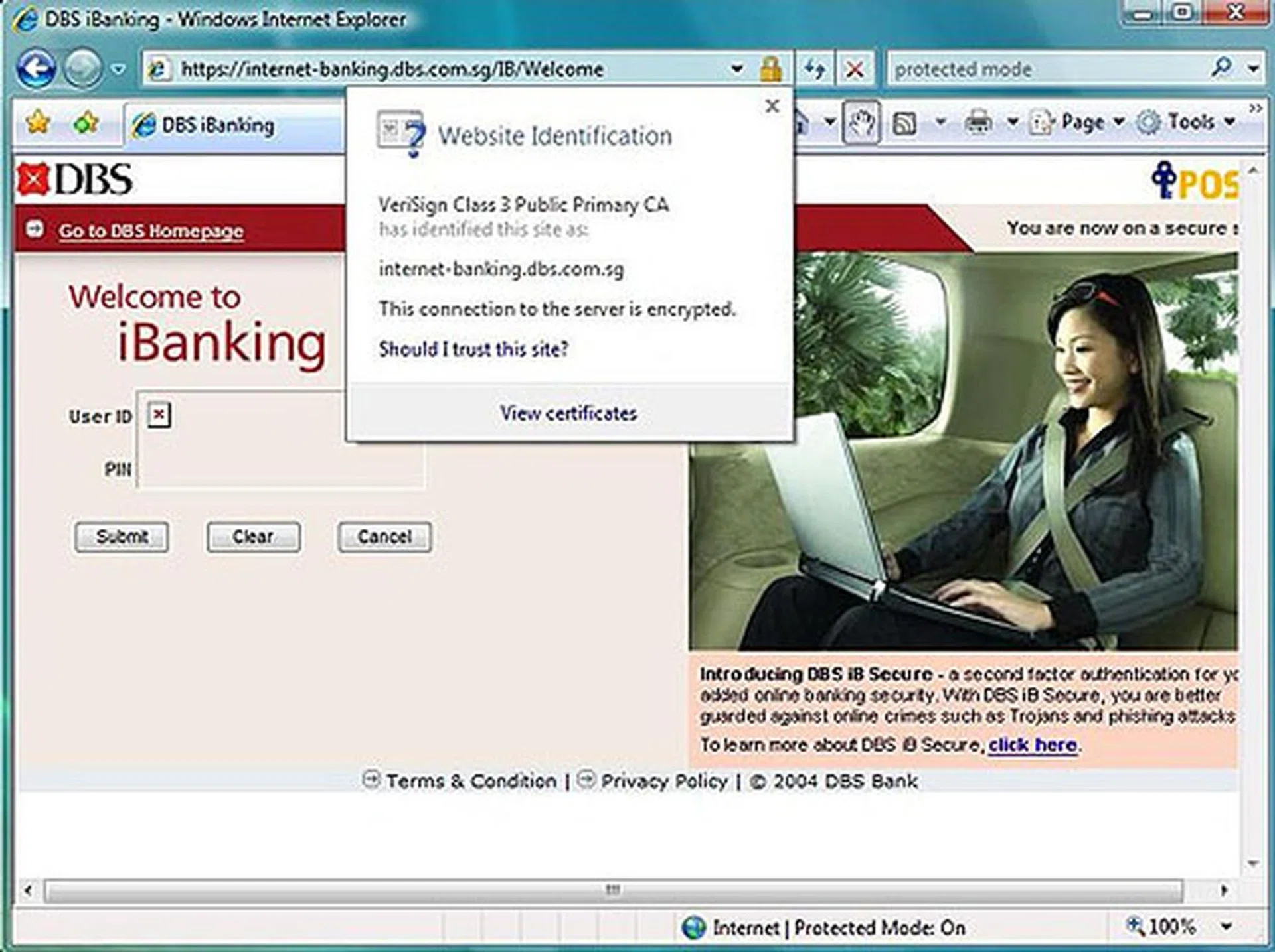 With the phishing filter, you can examine the authenticity of the website by checking its identification information.