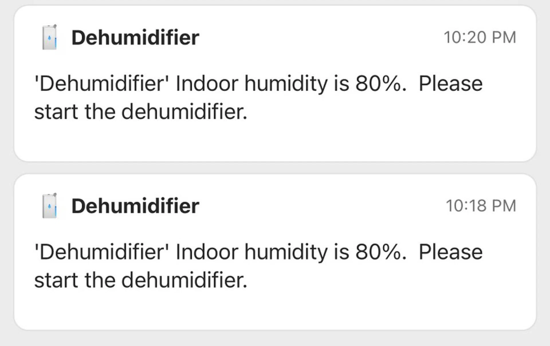 You will get a prompt via the LG ThinQ app whenever the sensor detects humidity level of at least 80%.